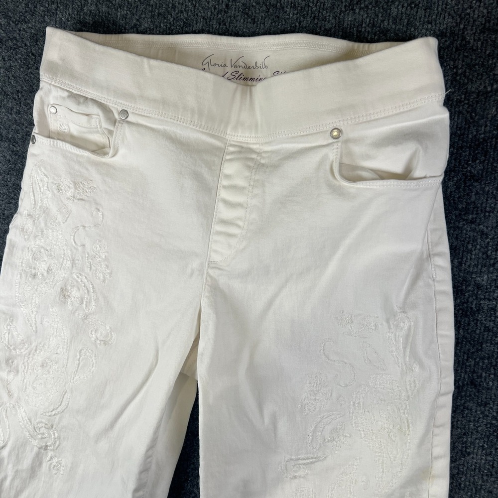 Gloria Vanderbilt Avery EMB Pull On Skimmer Capri Jeans Women 32x16 White Cotton